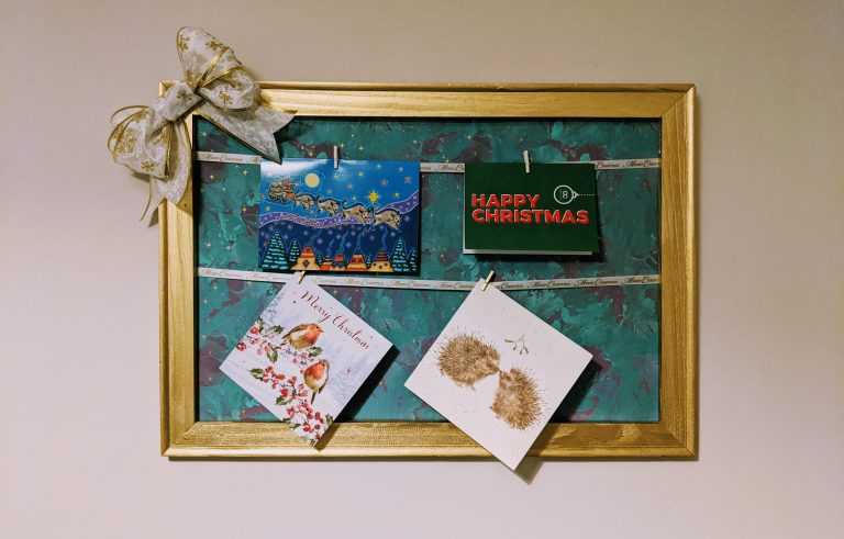 Finished DIY Christmas card holder