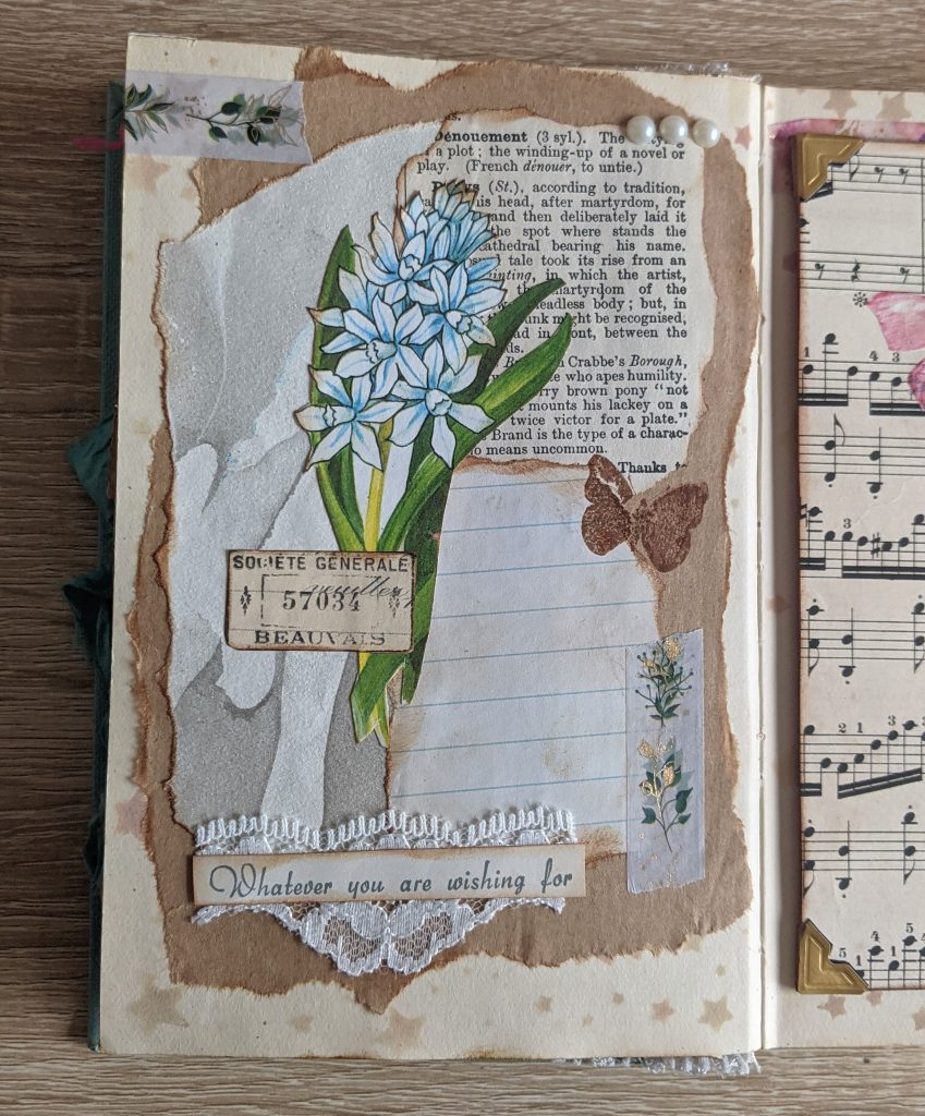 More pages of my personal junk journal. Pictures taken before