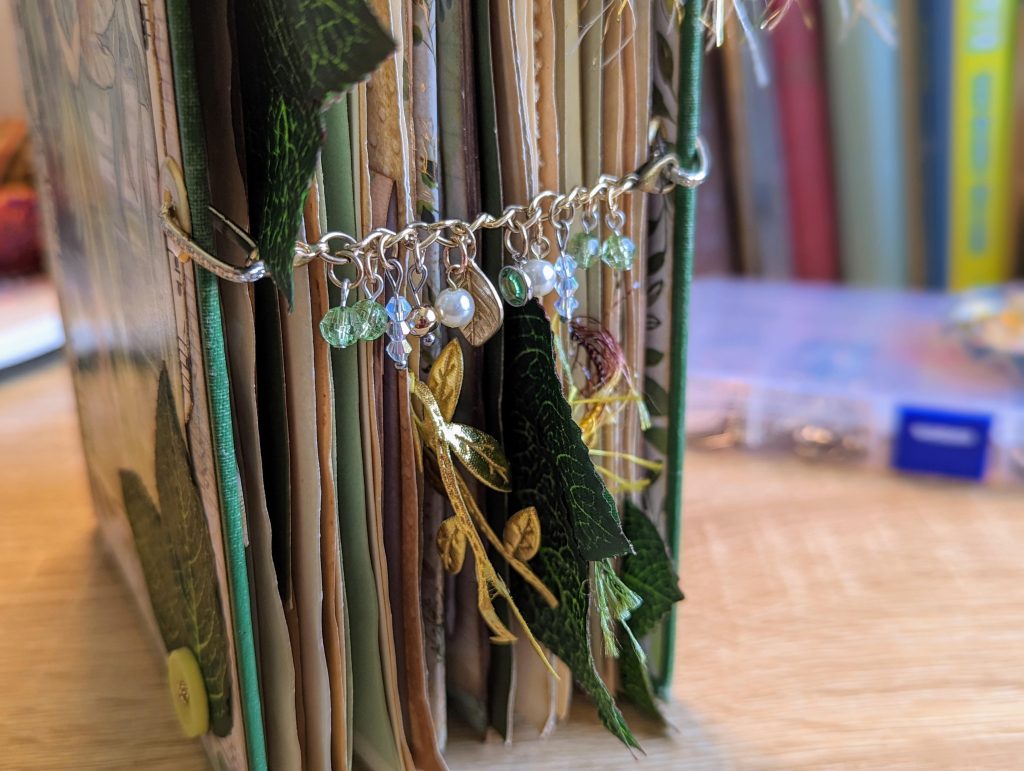 Junk journal closure made from broken jewellery