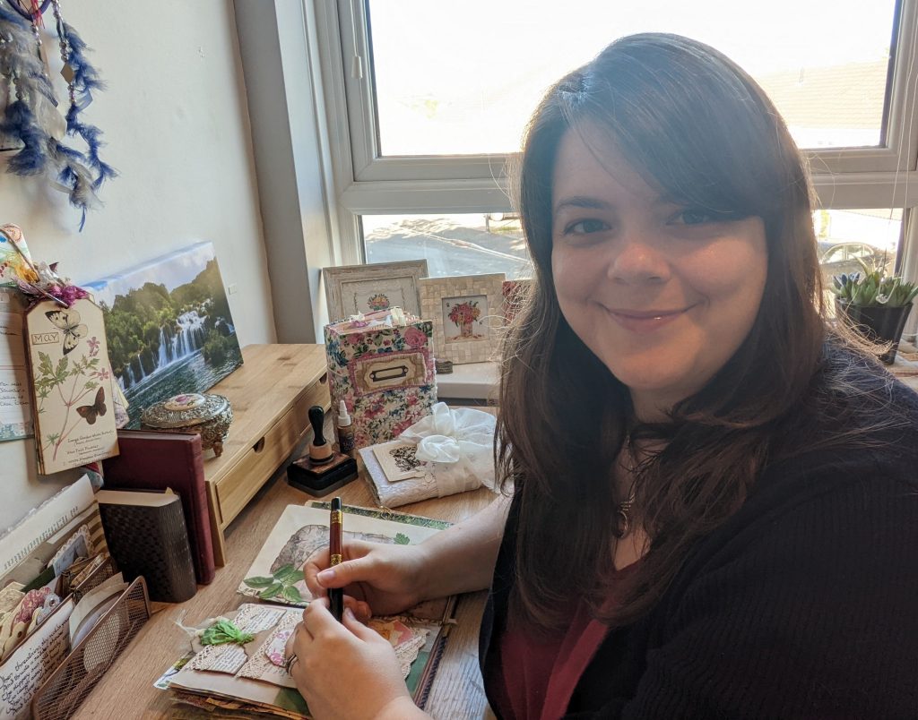 Justine with her journals