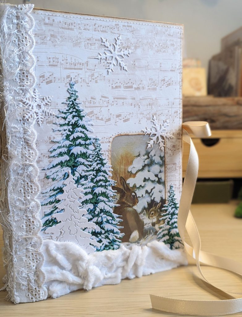 Winter Woods Folio Journal made from a mince pie box