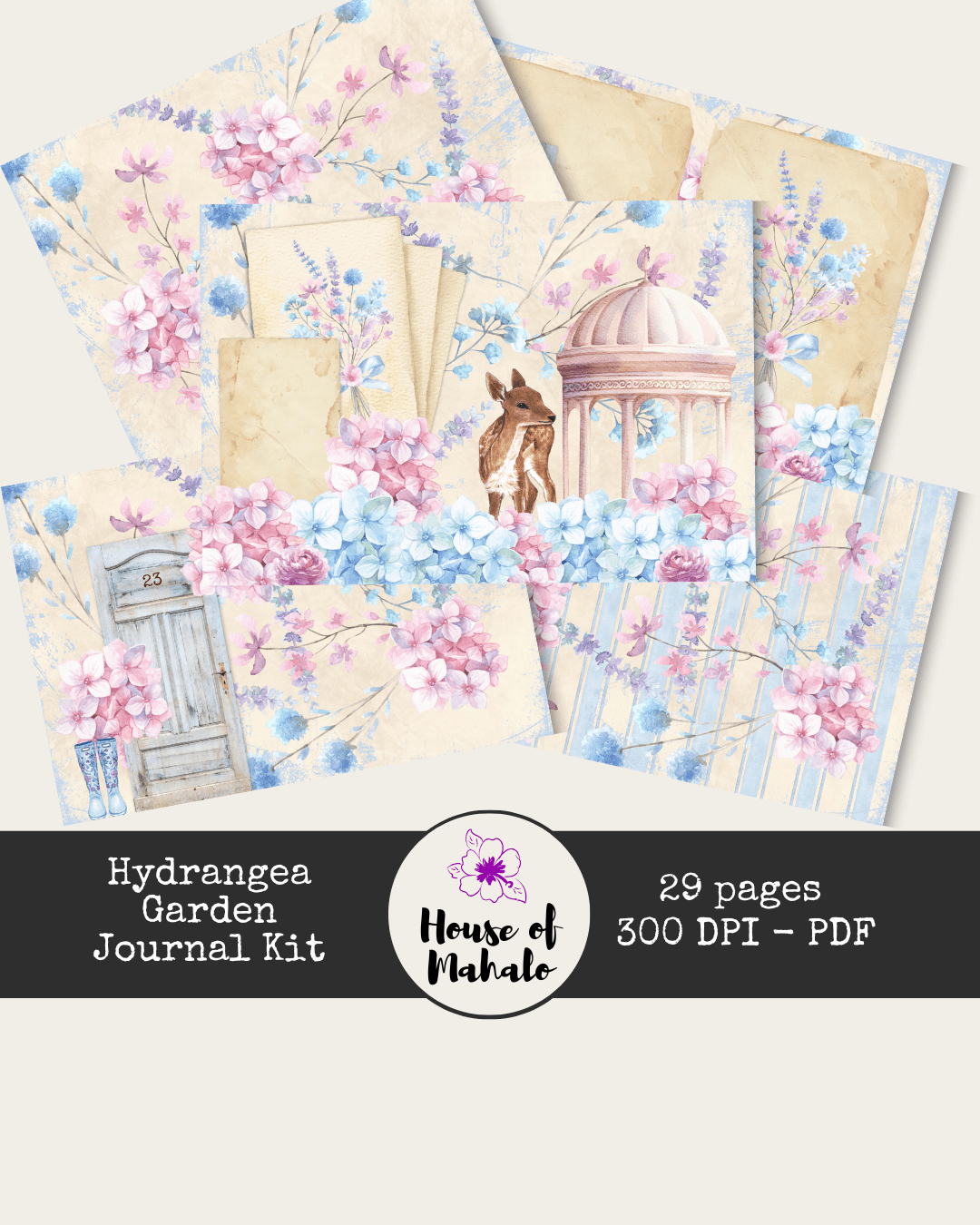 Hydrangea Garden Printable Papers