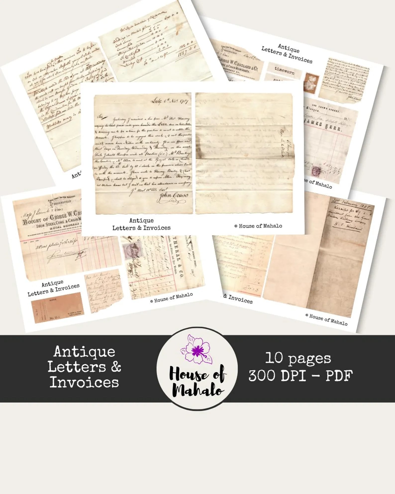 Antique Letters and Invoices from House of Mahalo