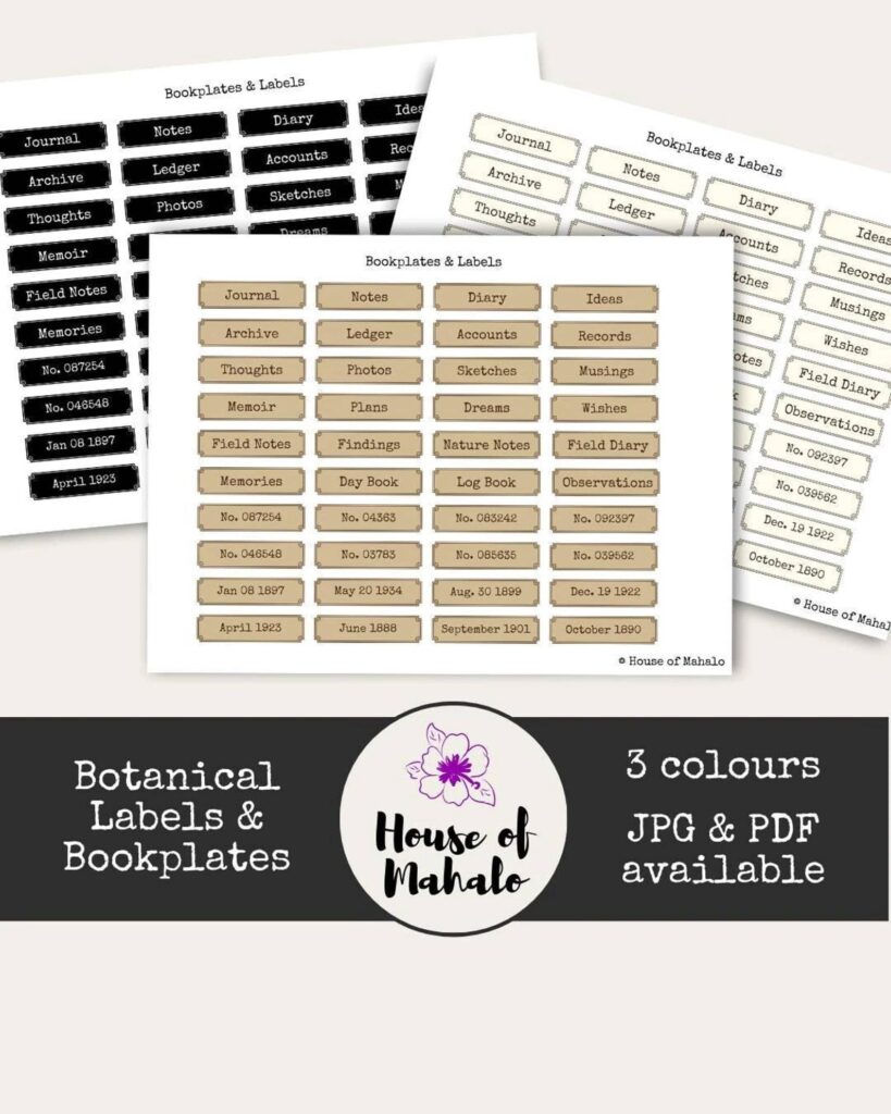 Botanical Labels from House of Mahalo